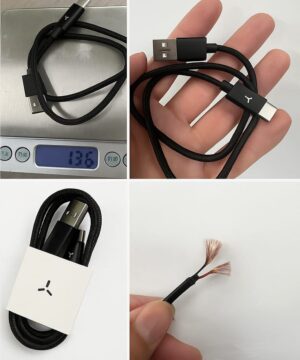 imported 50 cm braded power bank data cable 2 core